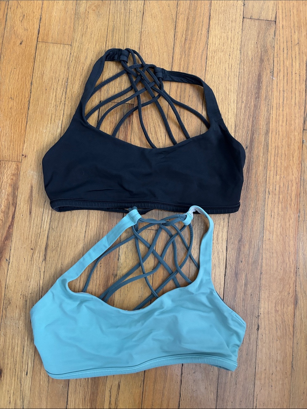 lululemon athletica Crisscross Sports Bras - Black & Light Teal